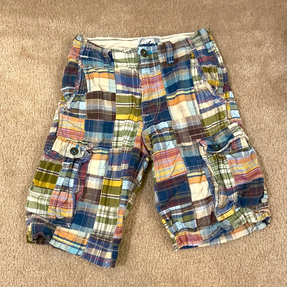 Vintage American Eagle Patchwork Plaid Shorts - image 1